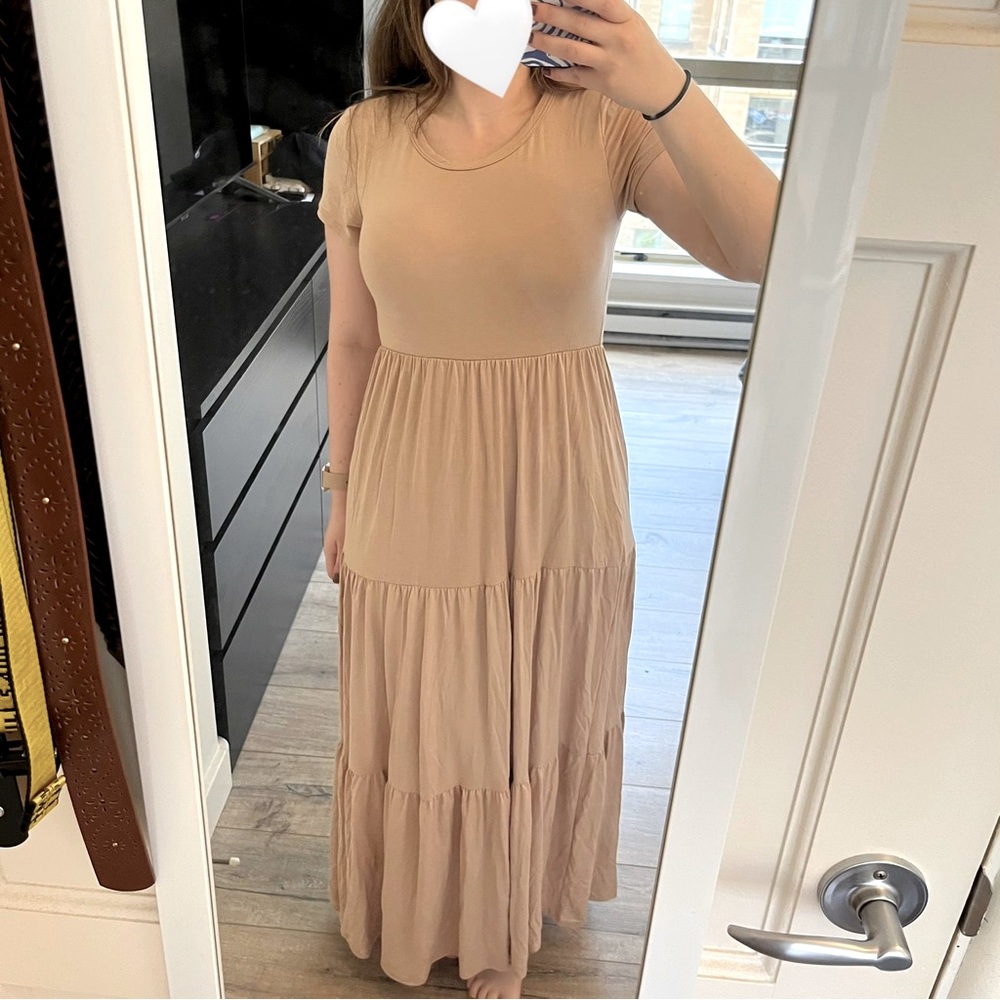 Women’s Tiered Maxi Dress in Beige